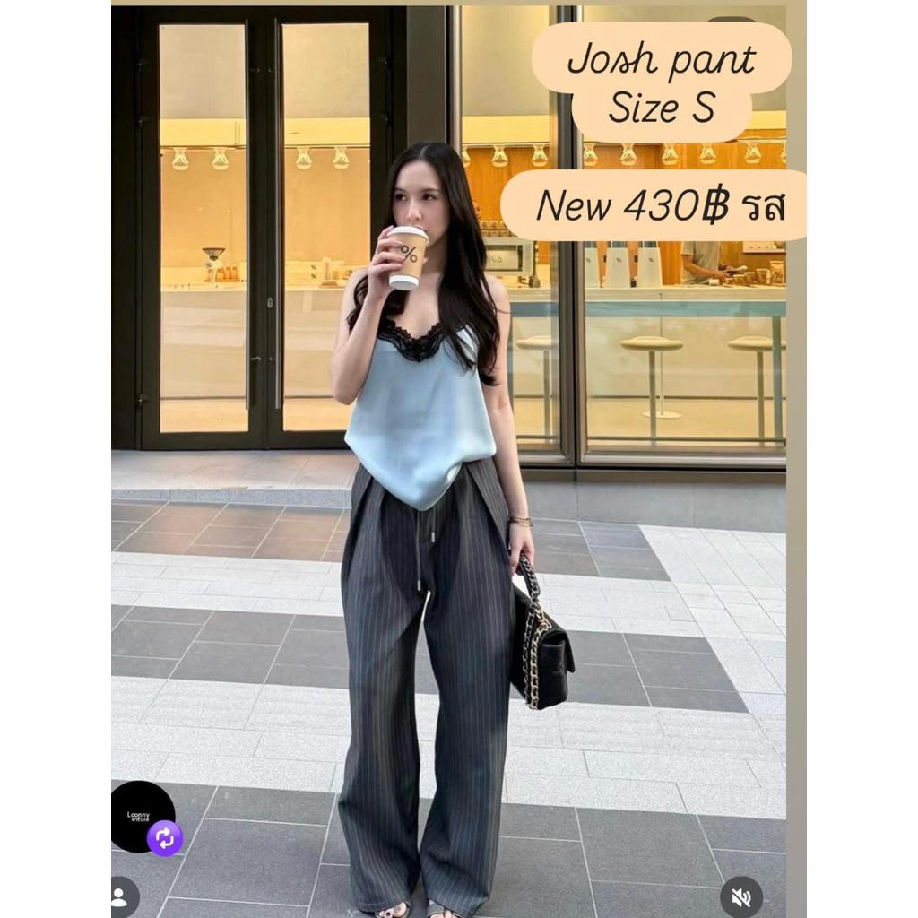 พร้อมส่ง Josh pants สีเทาลาย size S จาก Loonnystore🩶🩶