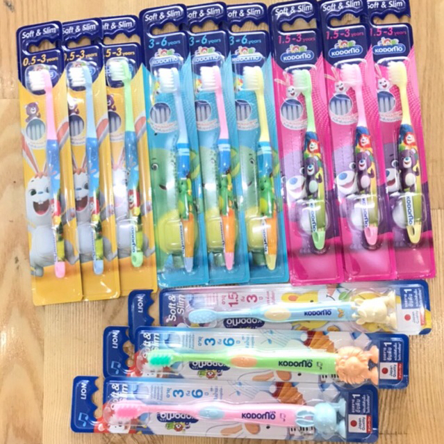 [แพ็ค6] Kodomo แปรงสีฟัน โคโดโม รุ่นซอฟต์ & สลิม คละสี
