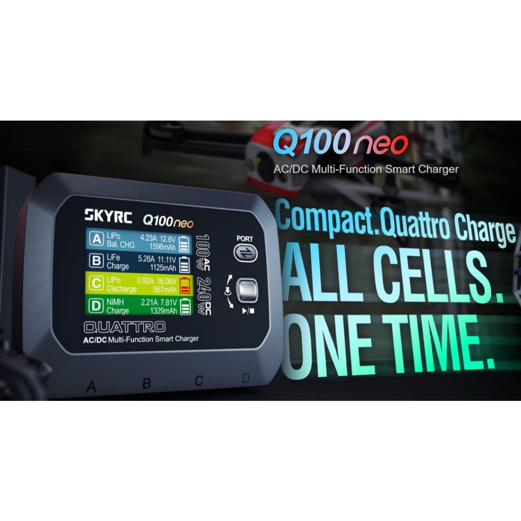 🎉ของแท้ ส่งจากไทย🎉SkyRC Q100neo AC/DC Smart Charger 4 ช่อง สําหรับ LiPo/LiHV/LiFe/LiIon:1-4S Pb:3S/6