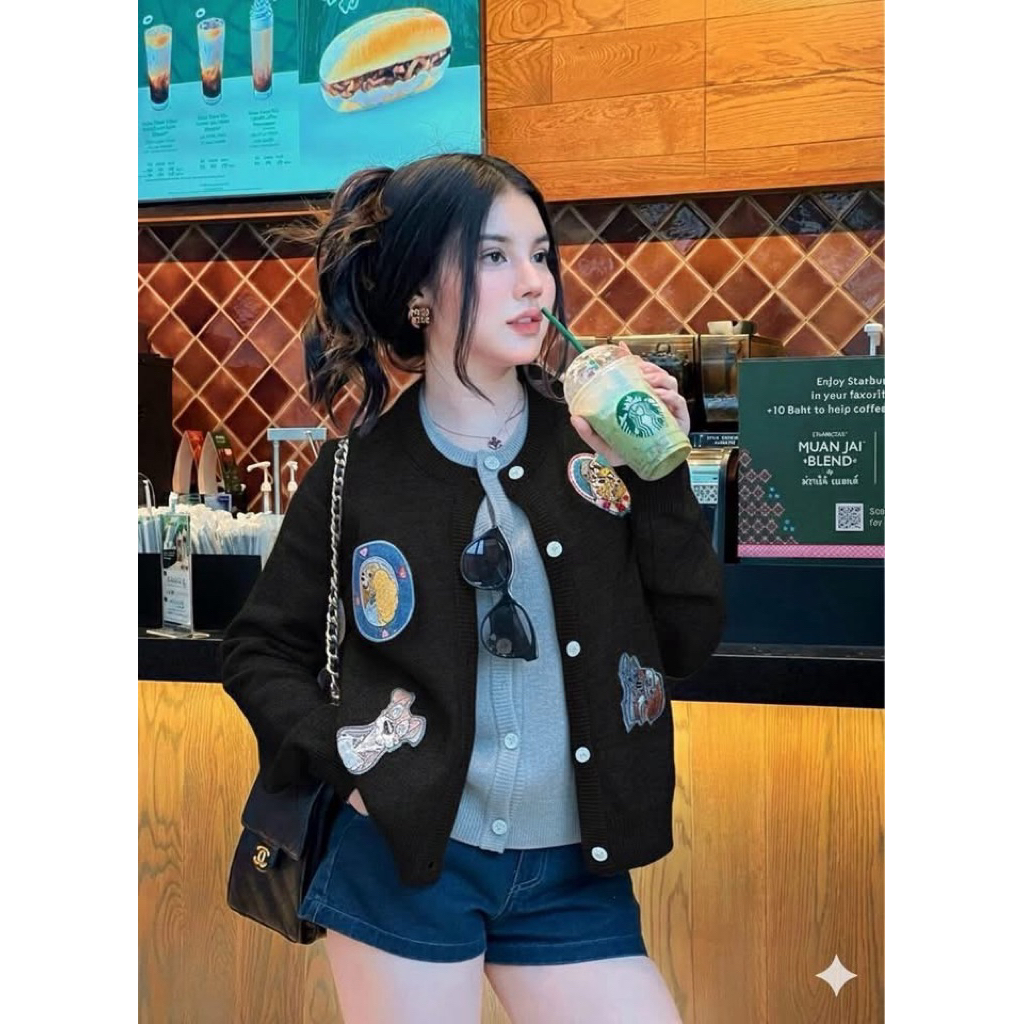 ใช้โค้ดลดเยอะ‼️(News M)🔖Jidapa Style 🐶 เสื้อคาดิแกน2ชั้น 🖤🤎ผ้าดีหลักพันแนะนำเลย ใส่กันหนาว กันร้อน ใ