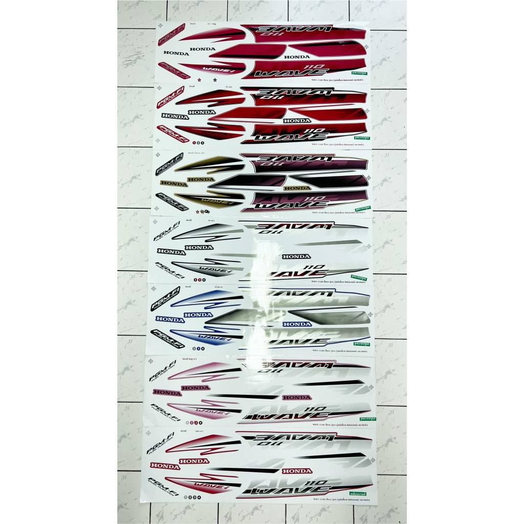 สติ๊กเกอร์ เวฟ 110i รุ่น9-10 ปี2010 (ดิกส์เบรกหน้า สตาร์ทเท้า ล้อซี่ลวด) สติ๊กเกอร์ Wave 110i รุ่น9-10 ปี2010