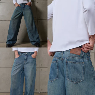 Chewa Airy Jeans - กางเกงยีนส์ผ้าพลิ้ว ทรงกระบอกใหญ่ - J61