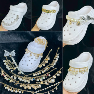 💦พร้อมส่ง💦 สร้อยไข่มุกแต่งรองเท้า  ใส่ง่าย ถอดได้ ไม่ทำลายรอ…