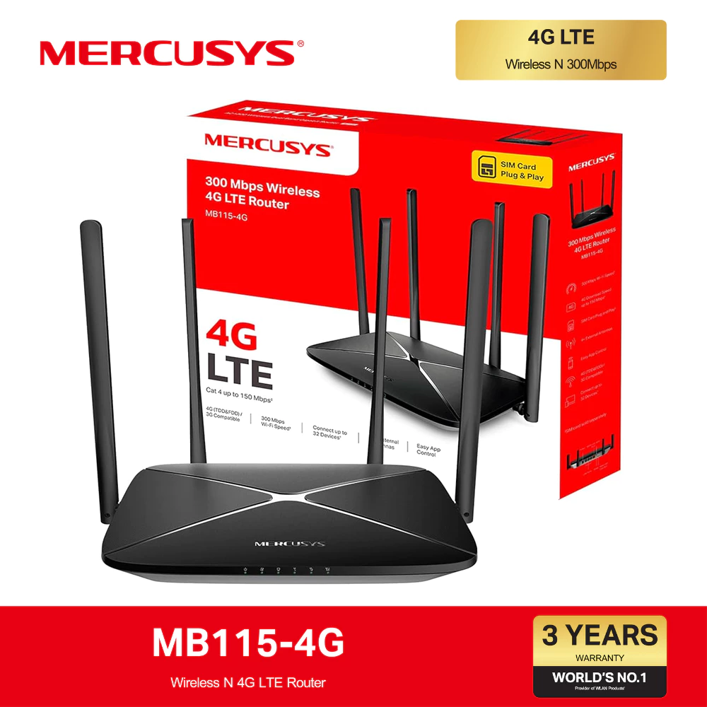 ⚡️เร้าเตอร์ใส่ซิม⚡️4G Router MERCUSYS (MB115-4G) 300 Mbps Wireless N 4G LTE Router