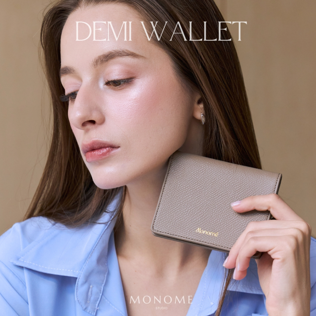 DEMI Bi-fold wallet กระเป๋าสตางค์ทรงพับครึ่ง ใส่แบงก์พันเต็มใบ มีช่องใส่เหรียญ small leather bag กระเป๋าตังค์ รูปที่ 3