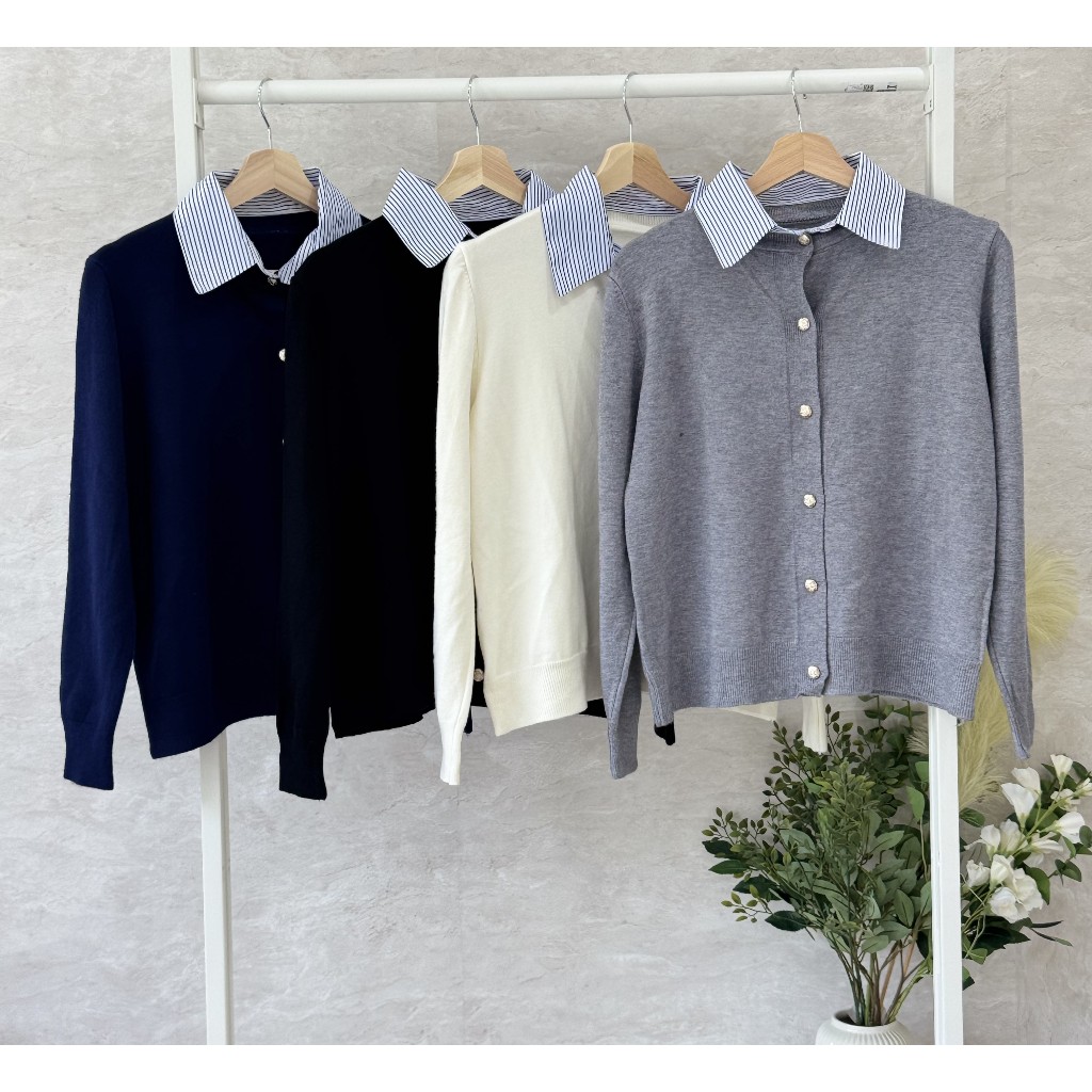 เสื้อคาร์ดิแกนคอปก ผ้านิ่มยืดเด้ง ใส่สบายมาก สไตล์เกาหลี - รูปที่ 4