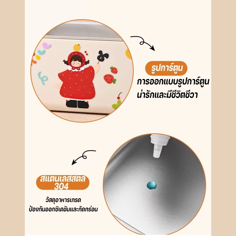 กล่องข้าวสแตนเลสเก็บความร้อน ลายการ์ตูน thumbnail 4