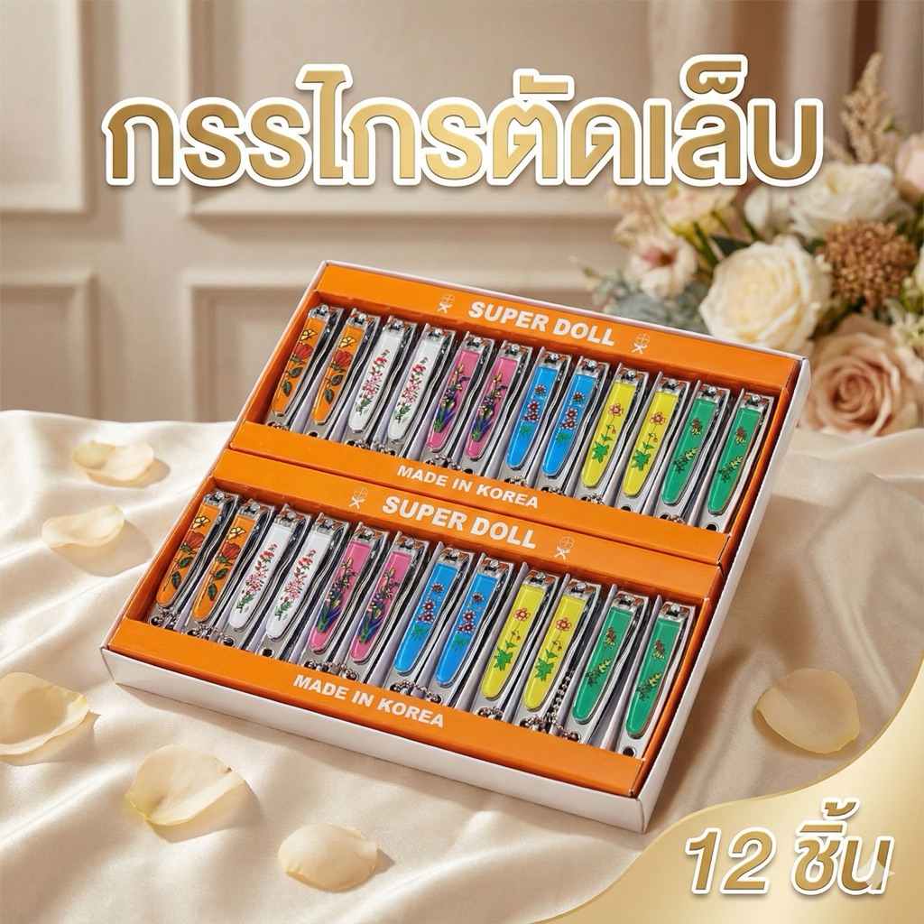 แพค 12 ชิ้น กรรไกรตัดเล็บ Super doll ขนาด 7.5 cm.