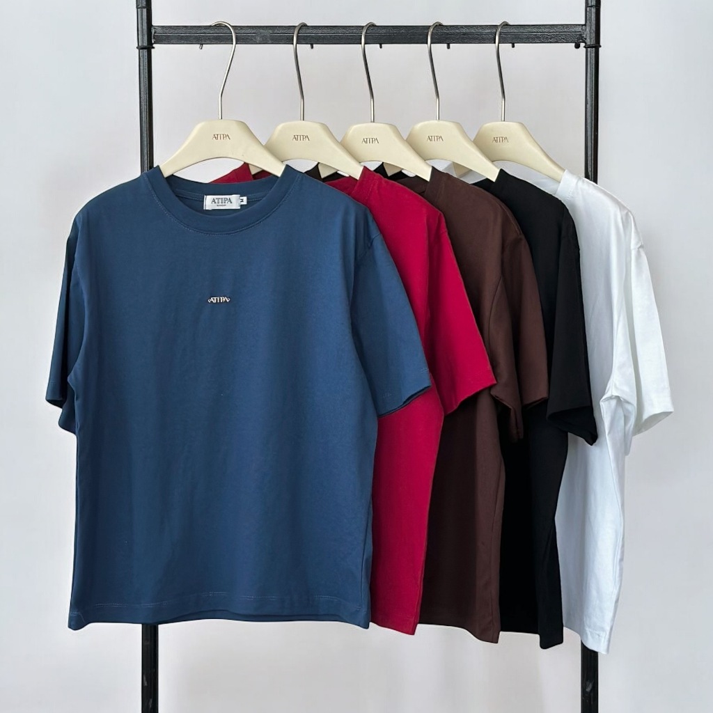 Atipashop - CENTERLITE BASIC TEE เสื้อยืด แขนสั้น คอกลม สีพื้น ทรง Boxy ผ้าใส่สบาย