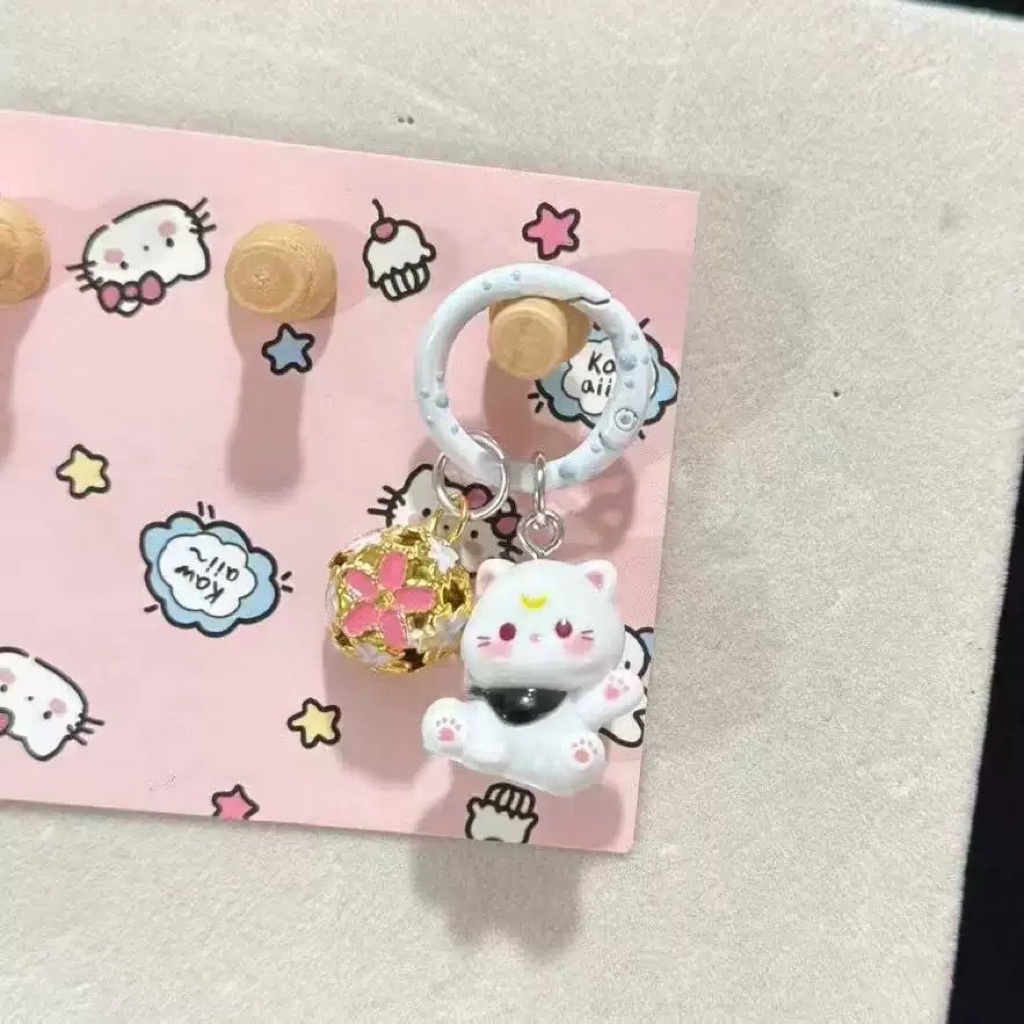 พวงกุญแจแมวกวักจันทร์เสี้ยว กระดิ่งนำโชค (Lucky Moon Cat Bell Keychain)พวงกุญแจนำโชค พวงกุญแจรูปแมว ที่ห้อยกระเป๋าน่ารัก - รูปที่ 7