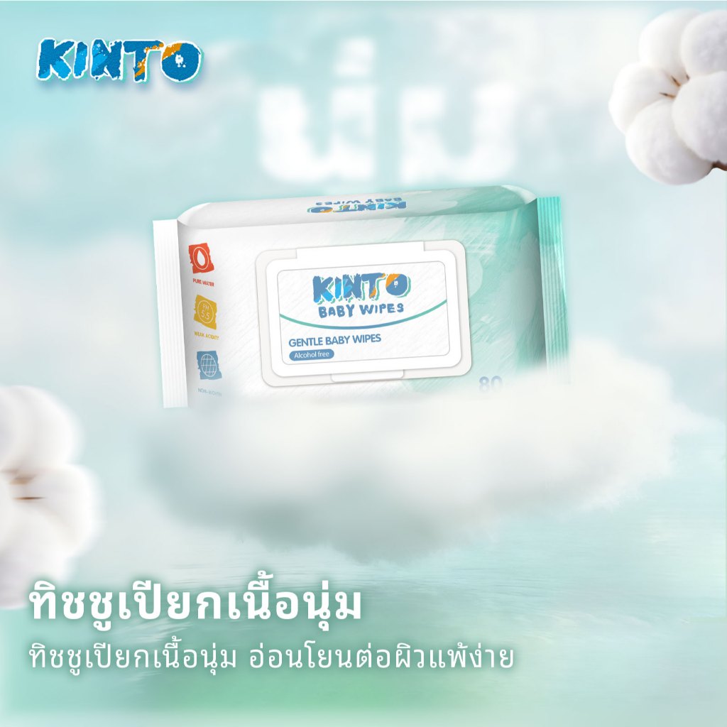 【NEW!!!】KINTO ทิชชู่เปียก ทิชชู่เปียกเด็ก บรรจุขนาดใหญ่ 12Pack - 960แผ่น  ไม่มีแอลกอฮอล์  ทำความสะอาดง่าย - รูปที่ 2