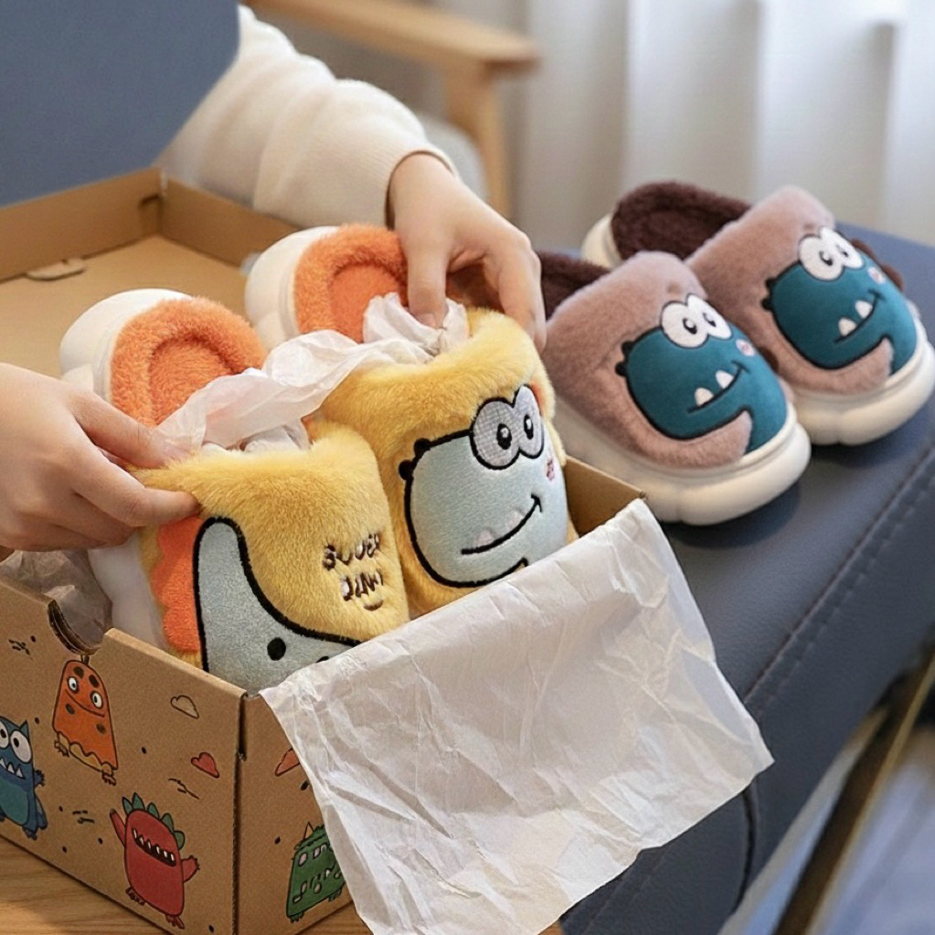 QQ SLIPPERS 〰️ 🦖 Dino Dino 🦖 ร้องเท้าใส่ในบ้าน ✅ มีเก็บเงินปลายทาง ✅