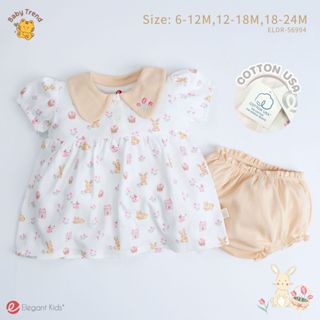 Elegant Kids ชุดลูกสาว 6-24 เดือน ชุดเดรสกระโปรงแขนตุ๊กตาสั้…