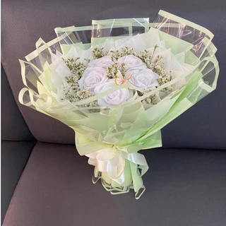 [ พร้อมส่ง ] ช่อดอกกุหลาบกลิตเตอร์ 5 ดอก แซมดอกไม้แห้ง ทรง กลม
