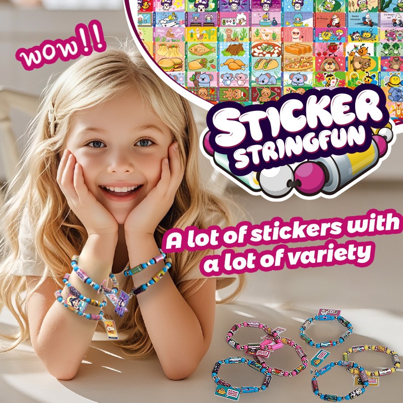 สติกเกอร์ Sticki Rolls กำไลข้อมือสติ๊กเกอร์ DIY สร้อยข้อมือ สติ๊กเกอร์สร้างสรรค์ สวมใส่ได้ ฉีก ของเล่นเด็ก ของขวัญ