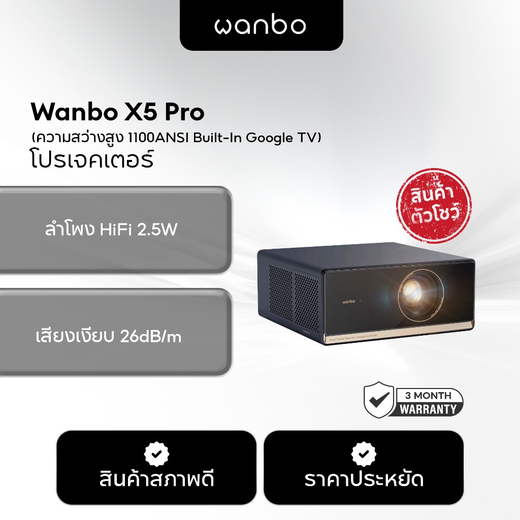 [สินค้าตัวโชว์] Wanbo X5 Pro Projector Full HD 4K โปรเจคเตอร์ ความสว่างสูง 1100ANSI Built-In Google 