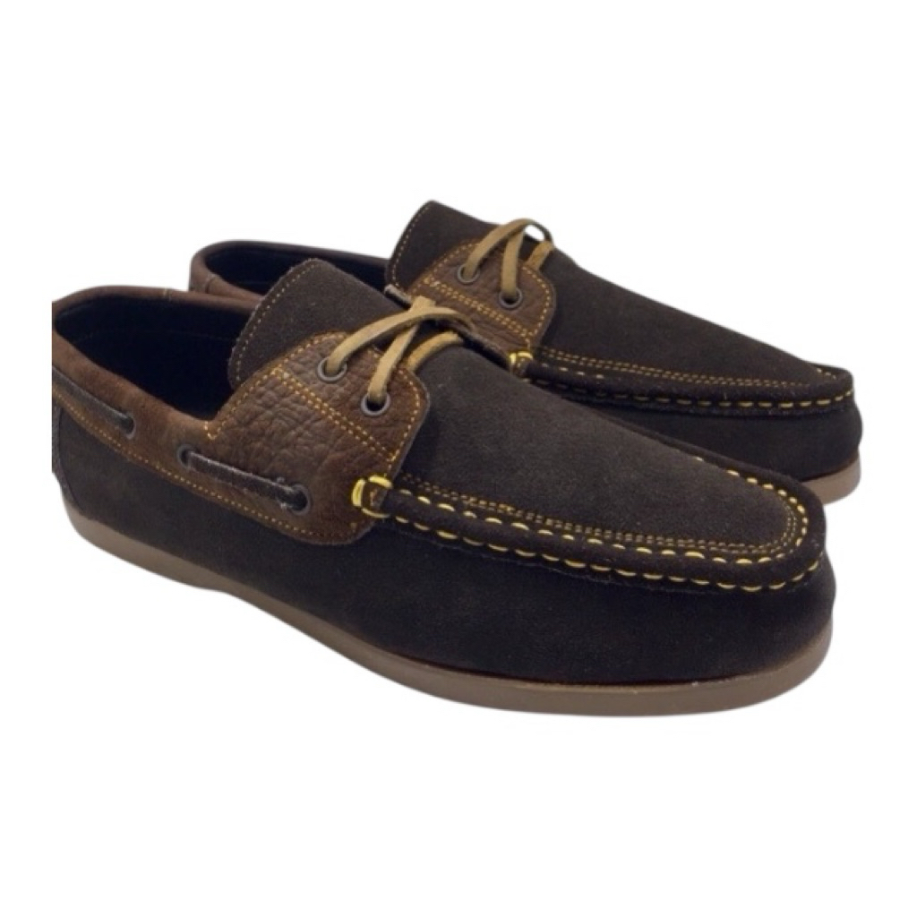 รองเท้าหนังแท้ หัวเย็บสีน้ำตาลล้วน