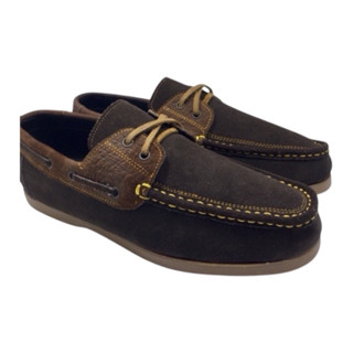 รองเท้าหนังแท้ หัวเย็บสีน้ำตาลล้วน