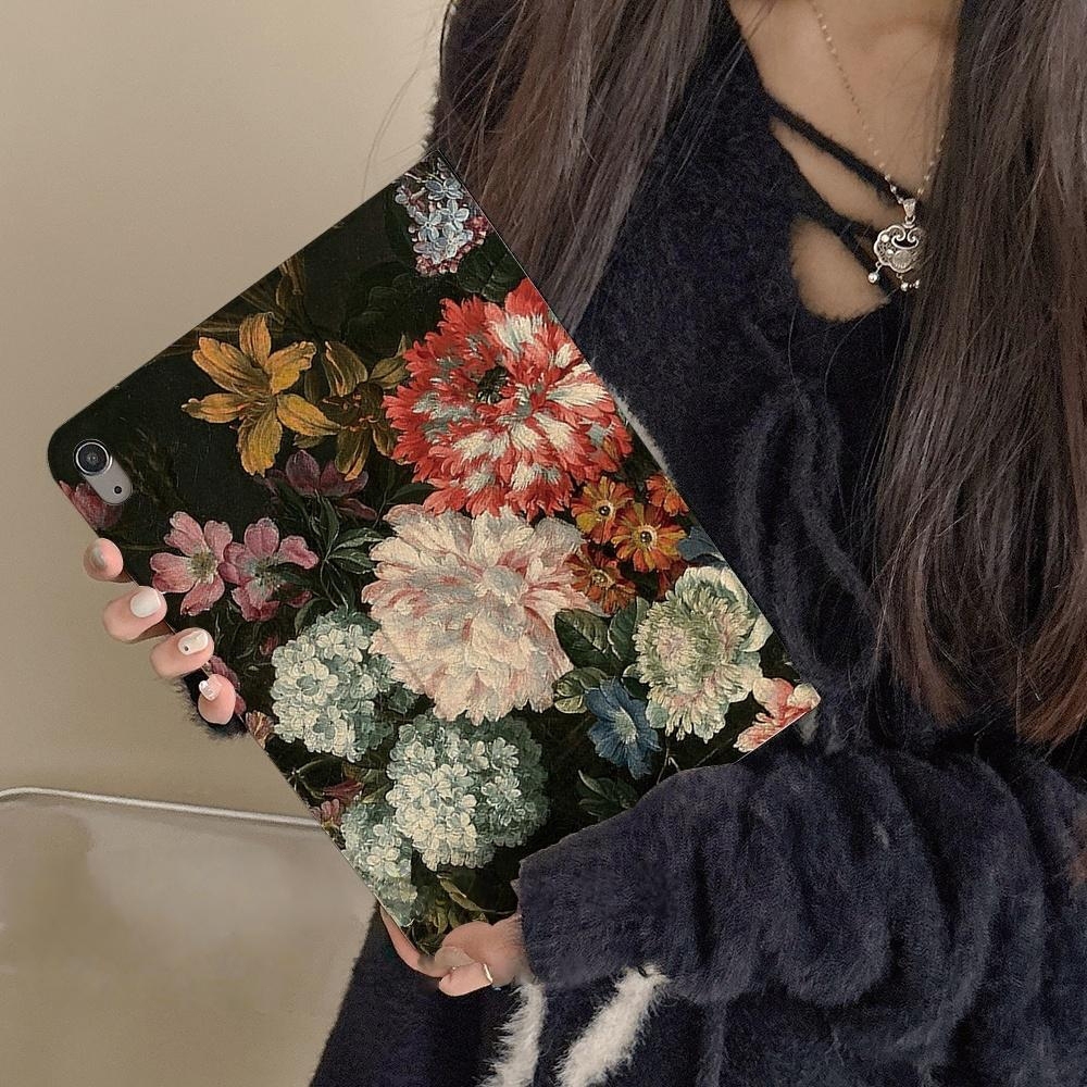 🚀จัดส่งทันที🚀case iPad Oil painting flowers Gen12 Pro11 Gen9 Air5 mini7 cuteghost เคสไอแพด Gen9/8/7