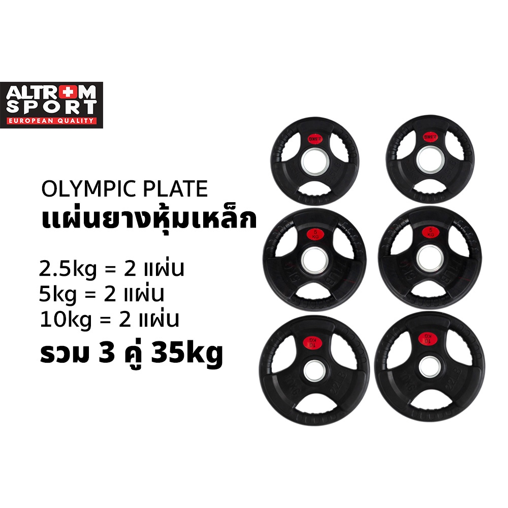 Altrom Sport แผ่นน้ำหนักหุ้มยาง WP มีตัวเลือก 2.5kg 5kg 10kg แผ่นโอลิมปิค Olympic Plate แผ่นสมิท