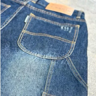 WINSMAN กางเกงขาสั้นผ้ายีนส์ กระเป๋าช่างฟอกเจียรขาด ทรงกระบอก cotton100%