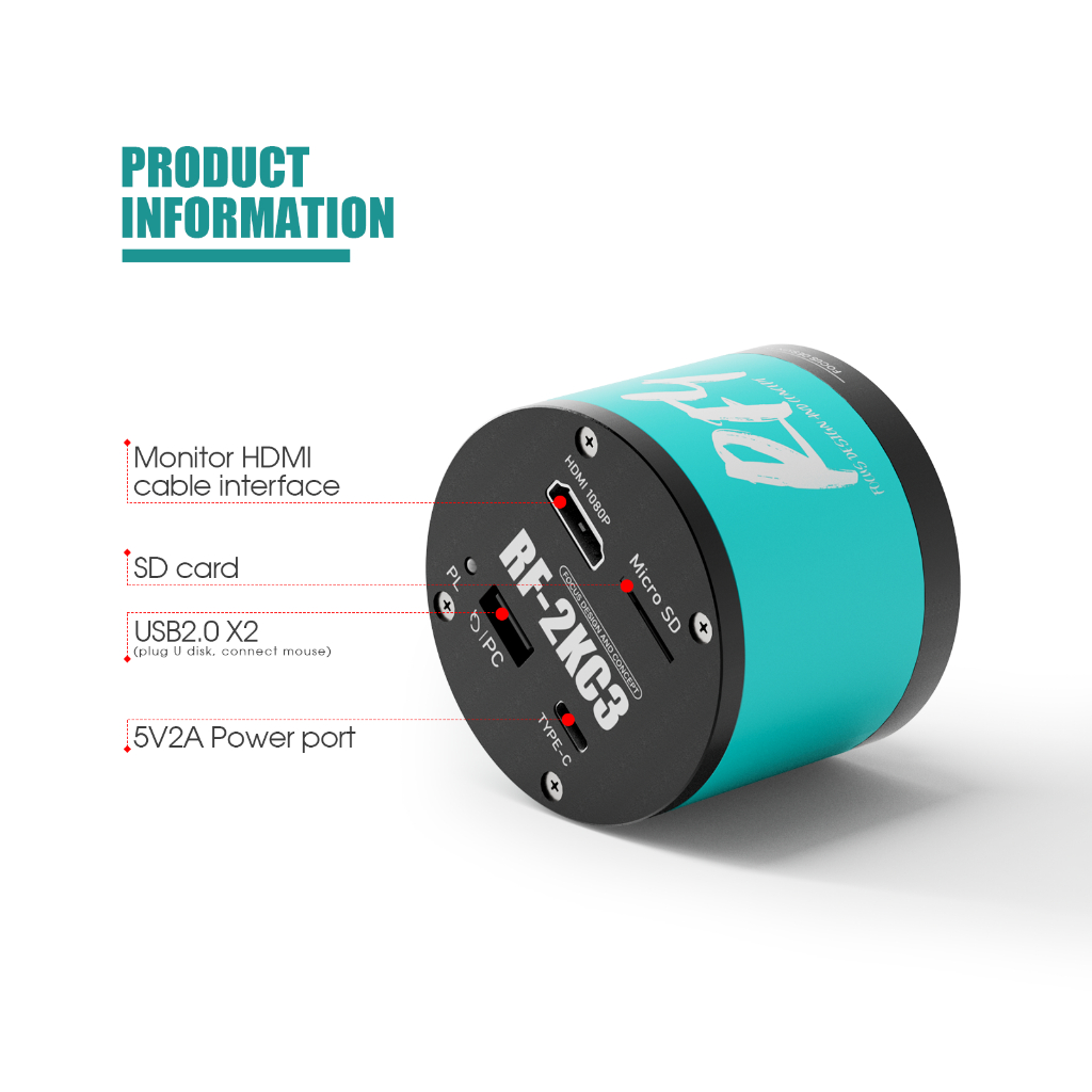 RF4 RF-2KC3 Full HD 2K 1080P HDMI เอาต์พุตแว่นขยายบันทึกวิดีโอการถ่ายภาพใหม่อุตสาหกรรมวิดีโอกล้องจุล