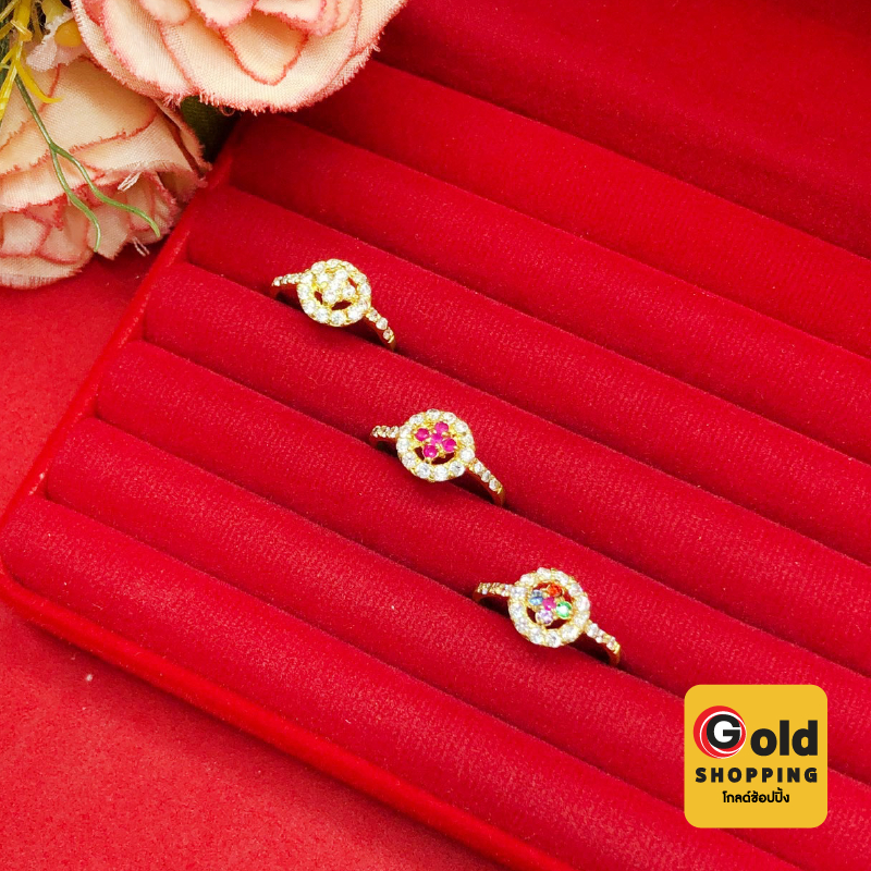 แหวนทองเหลืองฝังเพชร ไซส์ 6-7.5 งานทองเหลืองแท้ งานดิบไม่ได้ชุบ วิทเทจ พร้อมส่ง ใส่เสริมบารมี