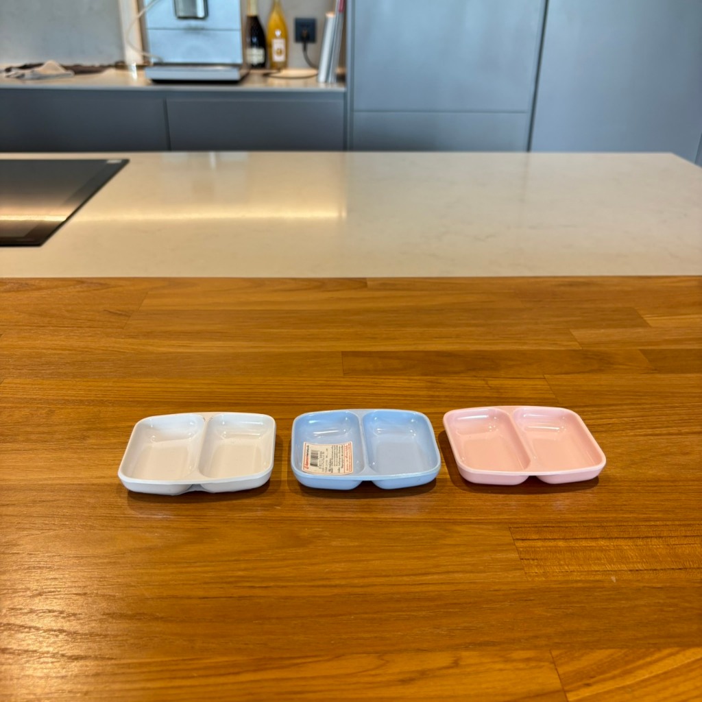 Superware ถ้วยน้ำจิ้มเหลี่ยม 2 ช่อง เมลามีน D188- 3.5 นิ้ว สีฟ้า/ชมพู/ครีมขาว