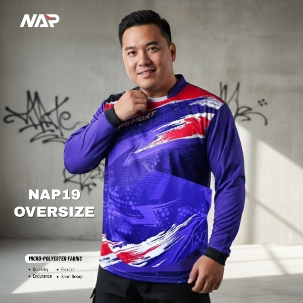 NAP SPORT เสื้อกีฬาแขนยาว รุ่น NAP19 ผ้าไมโคร ไซส์ใหญ่พิเศษ 4XL-7XL รอบอก 50-56นิ้ว made in Thailand