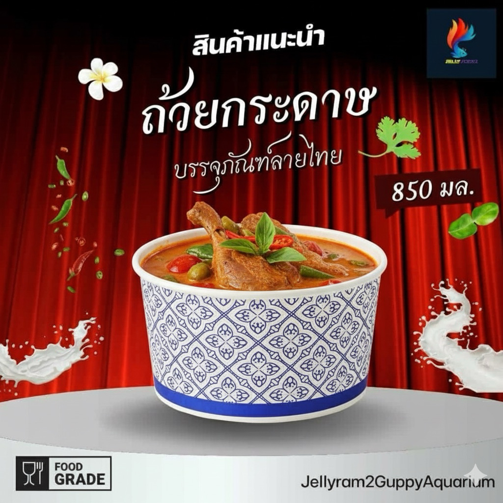 ถ้วยกระดาษ850ml(ลายไทย)แพ็คละ25ใบ