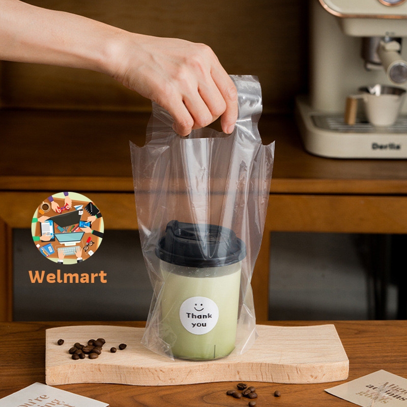 Welmart ถุงแก้วใส หรูหรามาก ใส่แก้วได้ 16-22 ออนซ์ (50ใบ/แพ็ค) P9CZ