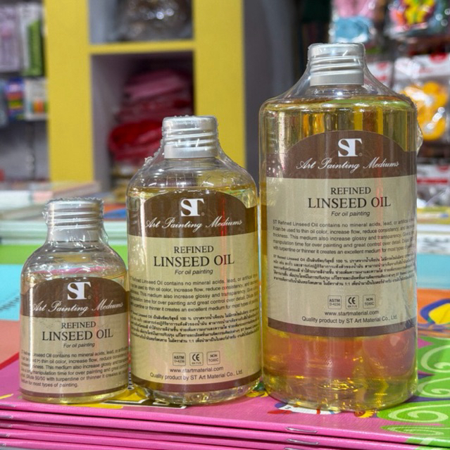 ST art Refined Linseed oil น้ำมันลินซีด ผสมสีน้ำมัน 100ml./250ml./500ml.