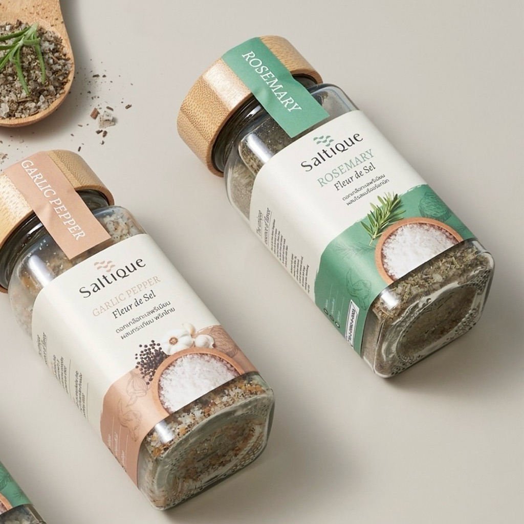 [ลด 20.- CODE : SALTIQUE] Everyday Cooking Duo แพ็คคู่ Saltique Fleur de Sel ผสมกับโรสแมรี่ & กระเทียมพริกไทย