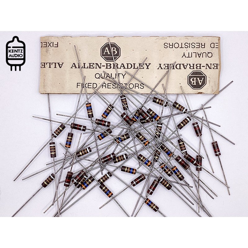 [NOS] ตัวต้านทาน ค่าสี 910Ω Allen Bradley AB Carbon composition Resistor 1/2W 0.5W ค่ายืดเป็น 910, 920, 930 และ 940 Ohms