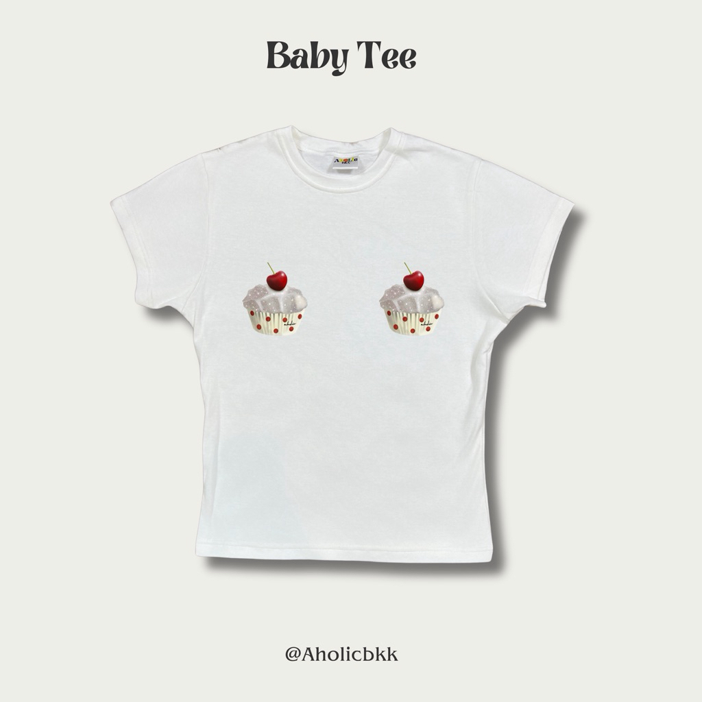 AHOLICBKK | เสื้อทรง BABY TEE - CHERRY CHURCH