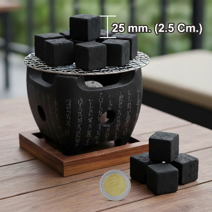 KOJI CUBES ถ่านอัดแท่งทรงลูกเต๋า 25มม. (2.5ซม.) เกรดพรีเมียม ไฟแรงนาน ไร้ควัน สำหรับ เตาฮิดะ และแคมป์ปิ้ง 1 kg 60 ก้อน thumbnail 3