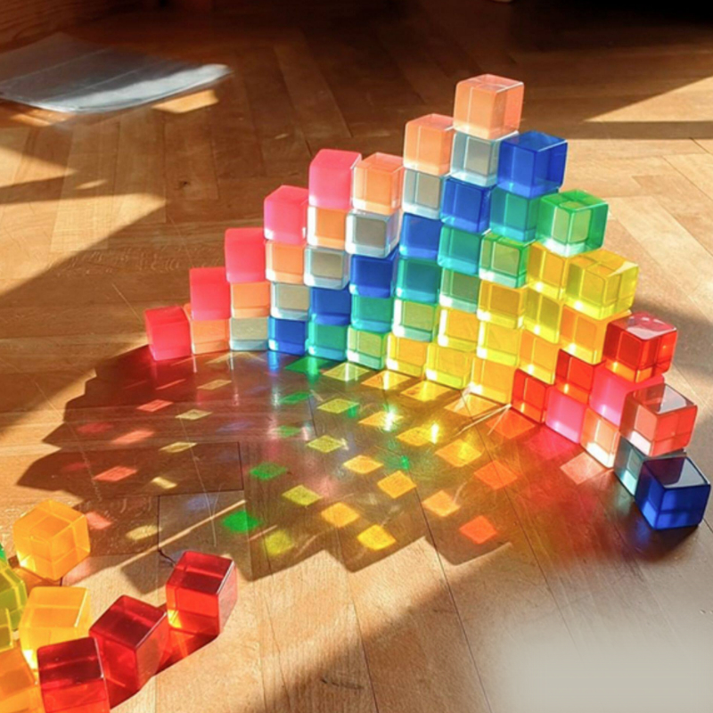 (พร้อมส่ง)บล็อกอะคริลิคใสโปร่งแสง สีรุ้ง 🌈 แบบทรงสี่เหลี่ยม สูงโปร่ง คุณภาพพรีเมียม ของเล่นเสริมพัฒนาการ - รูปที่ 5