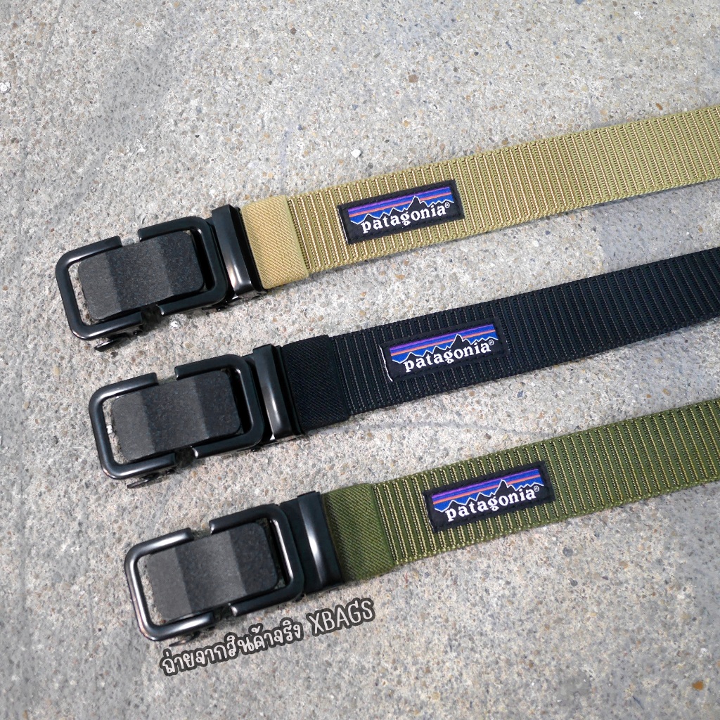 Patagonia belt ผ้าหนาอย่างดี สไตล์เอ้าท์ดอร์ หัวเข็มขัดล็อกอัตโนมัติ ความยาวสูงสุด 46 นิ้ว