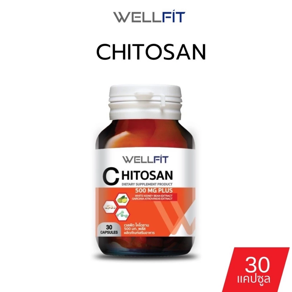 [30 Capsule] WELLFIT CHITOSAN 500 mg PLUS เวลฟิต ไคโตซาน 500 มก. พลัส