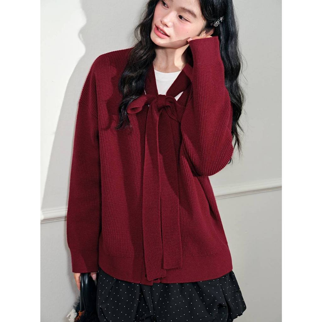 [Preorder] KUOSE : Ribbon Tie Sweater