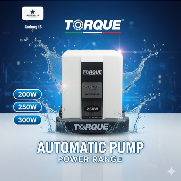 Torque ปั้มน้ำอัตโนมัติ ปั้มน้ำแรงดันคงที่ มาตรฐานประเทศอิตาลี มีขนาด 200W 250W และ 350W รับประกันมอ