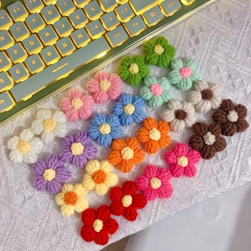 ดอกไม้โครเชต์ DIY 4 ซม. ดอกพีชแดง thumbnail 3