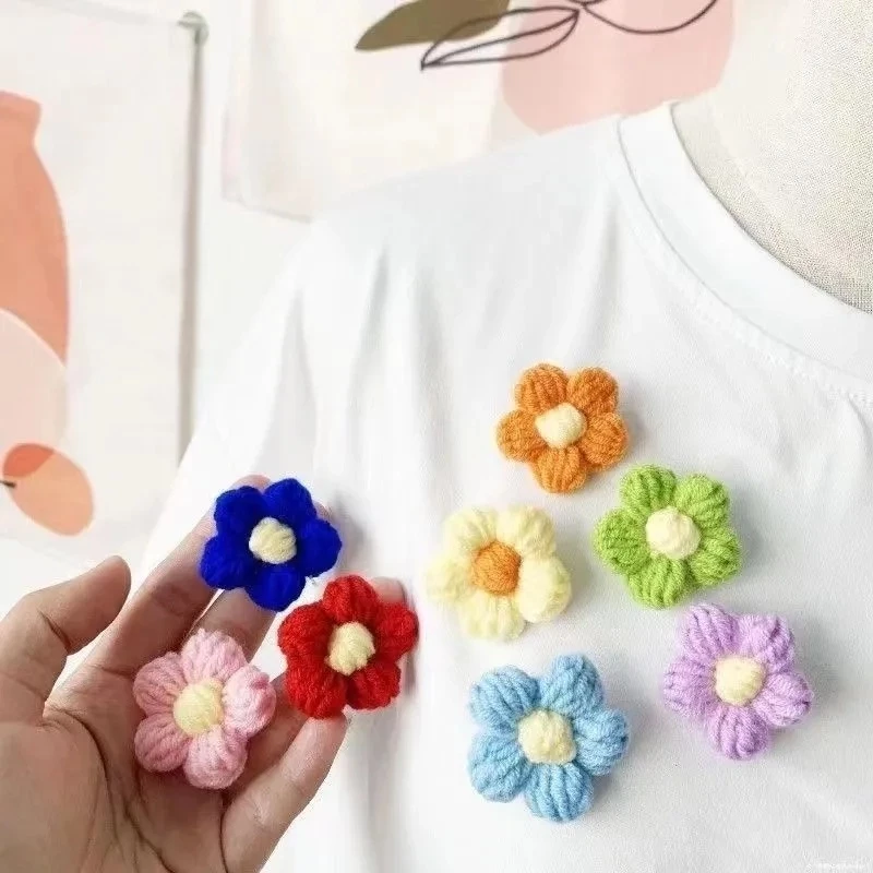 ดอกไม้โครเชต์ DIY 4 ซม. ดอกพีชแดง thumbnail 7