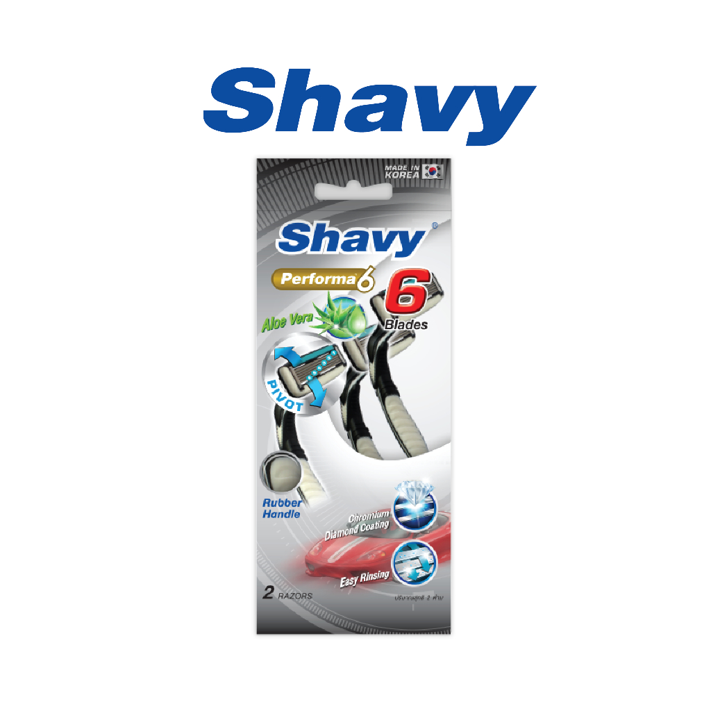 Shavy Performa 6 / เชฟวี่ มีดโกน 6 ใบมีด 2ด้าม/ห่อ