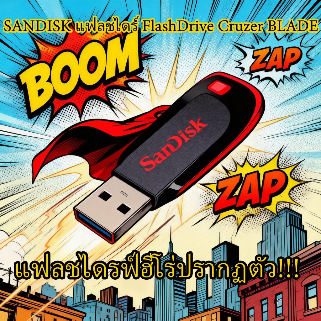 SANDISK แฟลชไดร์ FlashDrive Cruzer BLADE ขนาดเล็กพลังงานขนาดใหญ่ SanDisk แบบพกพา USB ติด