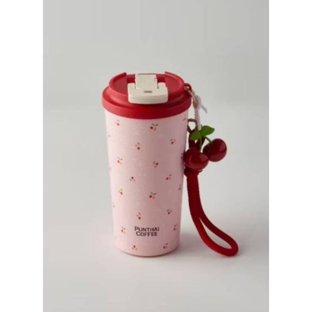 Punthai แก้วเสตนเลส ลาย cherry ด้านในเคลือบเซรามิค 580ml. ของแท้ร้านกาแฟพันธุ์ไทย100% - รูปที่ 4