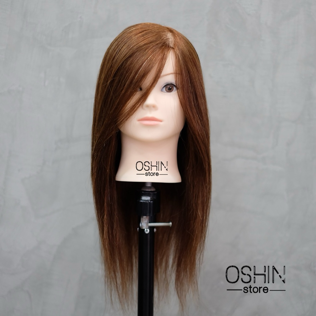 หัวหุ่นฝึกทำผม ผมแท้100% สีน้ำตาล