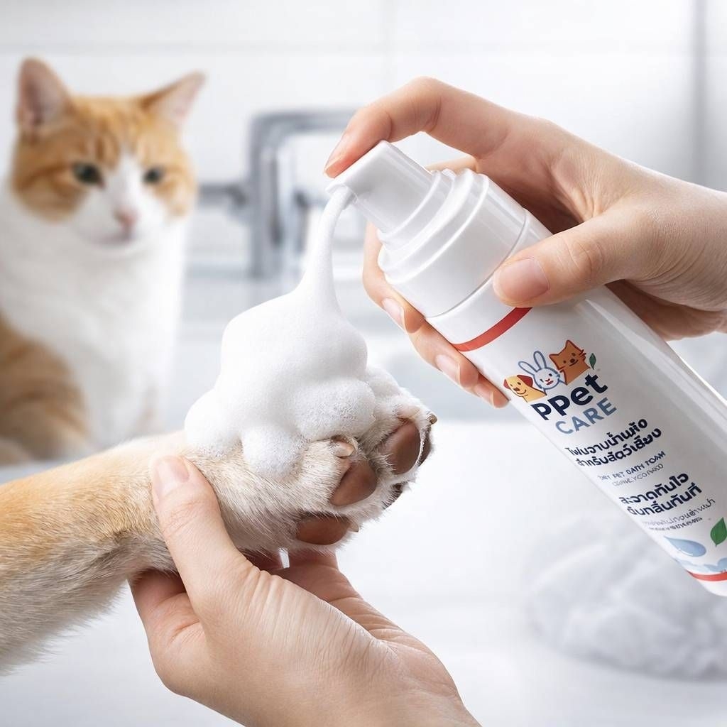 PPet Care Dry Bath โฟมอาบน้ำแห้งสัตว์เลี้ยง สุนัข-แมว | ทำความสะอาด ดับกลิ่น