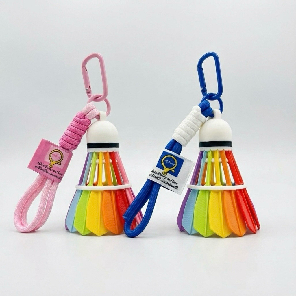 พร้อมส่ง พวงกุญแจลูกแบดมินตัน สีรุ้ง Shuttlecock Keychain ห้อยกระเป๋าน่ารักๆ