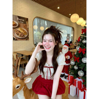 #Roseshop เซท2ชิ้น เสื้อแขนต๊กตา แต่งลูกไม้ช่วงเอว มาพร้อมกร…